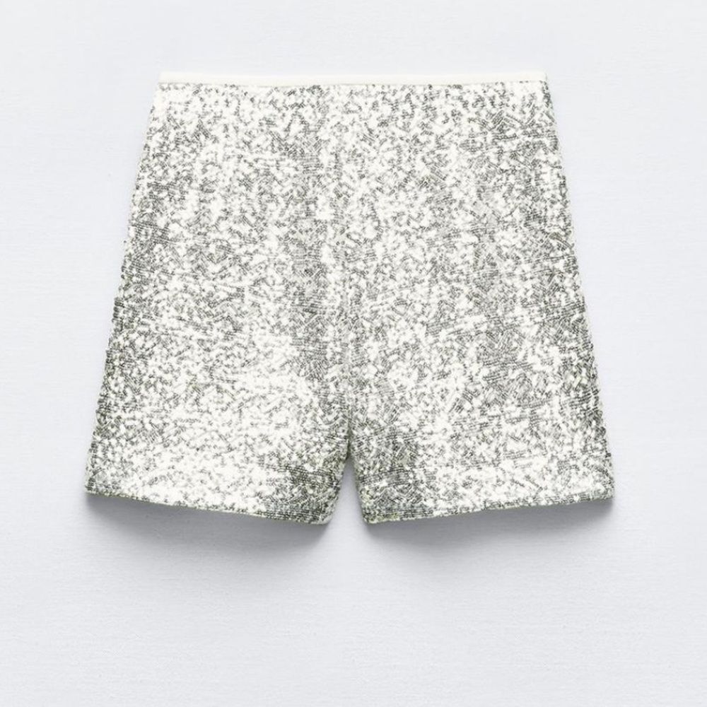 ZARA SEQUINNED HIGH-WAIST BERMUDA SHORTS - Picture 7 of 9